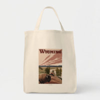 Yellowstone River Bison Vintage Travel Poster