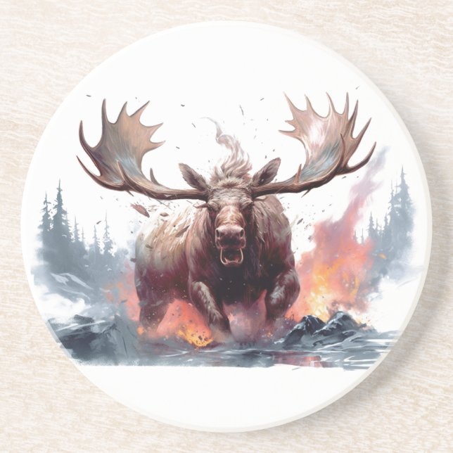 Yellowstone Sandstone Coaster Moose (Front)