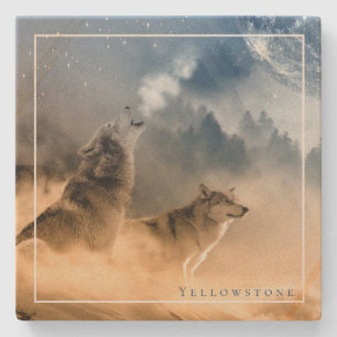 Yellowstone Sandstone Coaster-The Wolves and Moon Stone Coaster
