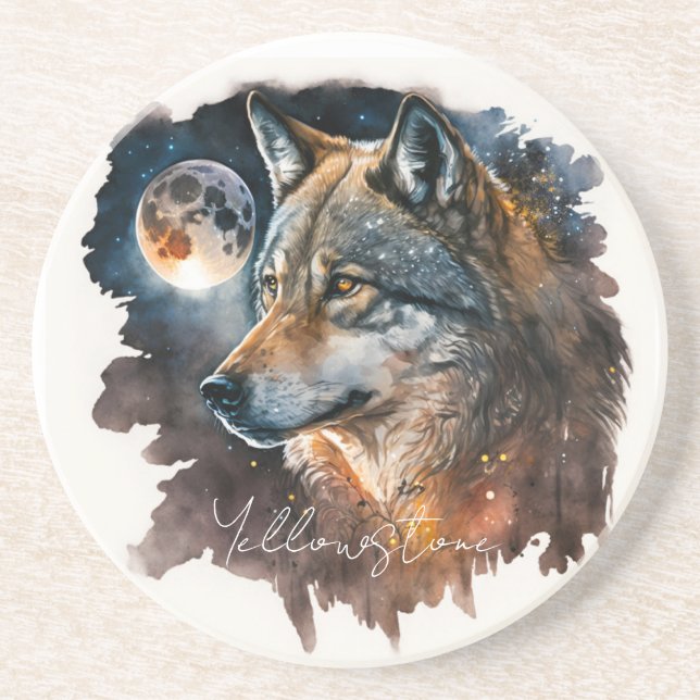 Yellowstone Sandstone Coaster Wolf (Front)