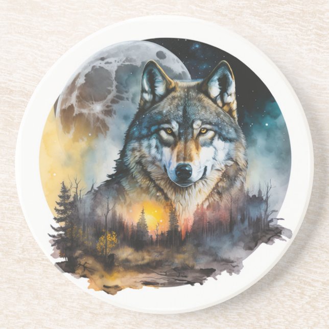 Yellowstone Sandstone Coaster Wolf (Front)