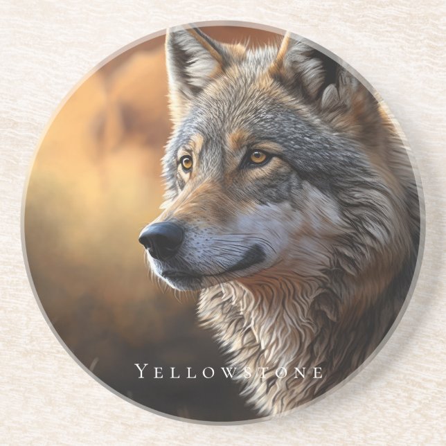 Yellowstone Sandstone Coaster Wolf (Front)