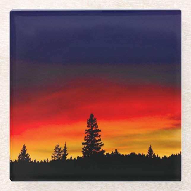 Yellowstone Sunset Glass Coaster (Front)