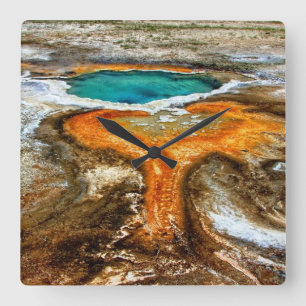 Yellowstone Thermal Pool Square Wall Clock