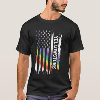 Yellowstone United States Distressed Rainbow w US  T-Shirt