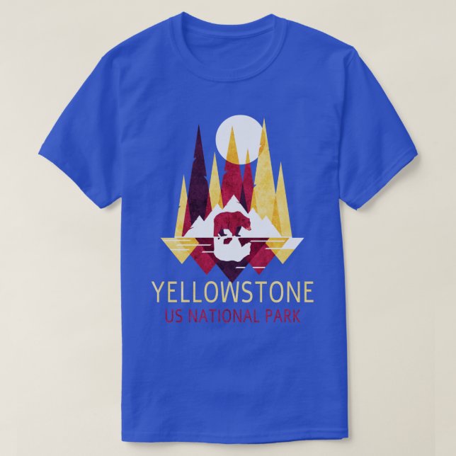 Yellowstone US National Park Backpacking Climbing  T-Shirt (Design Front)