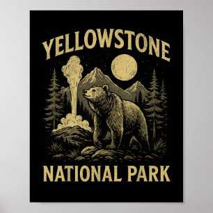 Yellowstone Us National Park Bear Vintage Camping Poster