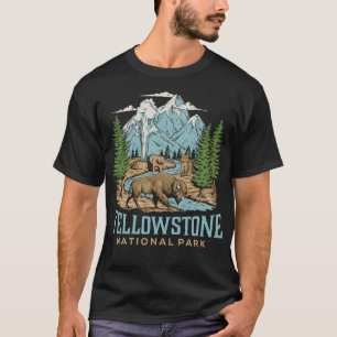Yellowstone US National Park Wolf Bison Bear Vinta T-Shirt