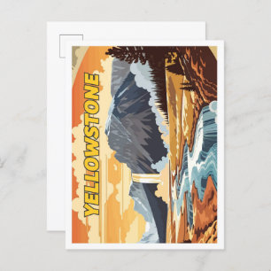 Yellowstone Vintage Art Travel Illustration Postcard