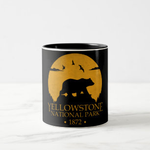 Yellowstone Vintage Retro Bear USA National Park Two-Tone Coffee Mug