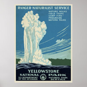 Yellowstone Vintage   Travel illustration Poster