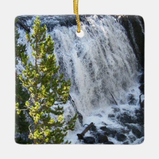 Yellowstone Waterfall Ceramic Ornament (Front)