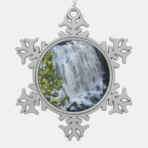 Yellowstone Waterfall Snowflake Pewter Christmas Ornament