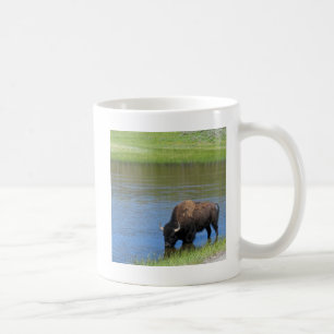 Yellowstone Wild Buffalo in Pond Coffee Mug