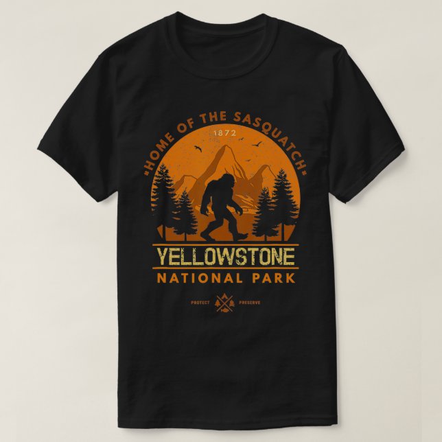 Yellowstone Wilderness  Wyoming Sasquatch  T-Shirt (Design Front)