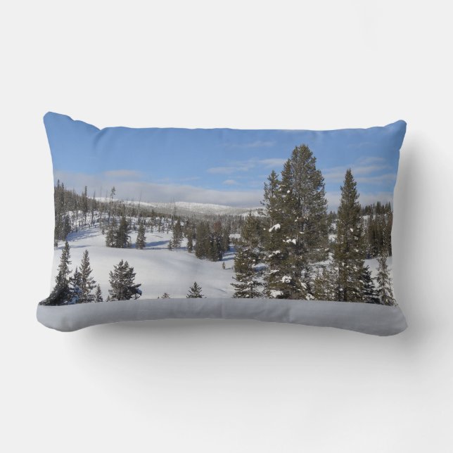 Yellowstone Winter Landscape Photography Lumbar Cushion (Front)
