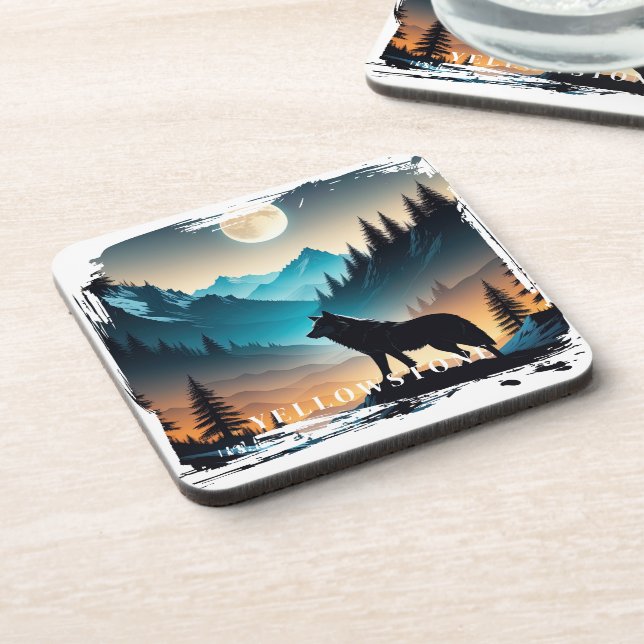 Yellowstone Wolf Beverage Coaster (Left Side)