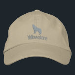 Yellowstone Wolf Embroidered Baseball Cap<br><div class="desc">This baseball cap is shown with a embroidered stitch Yellowstone wolf image design.
Cap colour Khaki,  thread colour demo in corsage pink. Choose colour and style
Customise this cap or buy as is.</div>