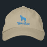 Yellowstone Wolf Embroidered Baseball Cap<br><div class="desc">This baseball cap is shown with a embroidered stitch Yellowstone wolf image design.
Cap colour Khaki,  thread colour demo in turquoise. Choose colour and style
Customise this cap or buy as is.</div>