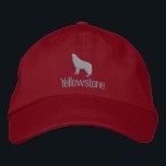 Yellowstone Wolf Embroidered Baseball Cap<br><div class="desc">This baseball cap is shown with a embroidered stitch Yellowstone wolf image design.
Cap colour red,  thread colour demo in oat/beige. Choose colour and style
Customise this cap or buy as is.</div>