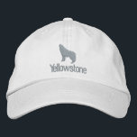 Yellowstone Wolf Embroidered Baseball Cap<br><div class="desc">This baseball cap is shown with a embroidered stitch Yellowstone wolf image design.
Cap colour white,  thread colour demo in silver [ not metallic ]. Choose colour and style
Customise this cap or buy as is.</div>