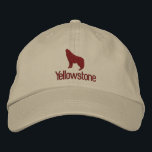 Yellowstone Wolf Embroidered Baseball Cap<br><div class="desc">This baseball cap is shown with a embroidered stitch Yellowstone wolf image design.
Cap colour Khaki,  thread colour demo in cocoa brown. Choose colour and style
Customise this cap or buy as is.</div>
