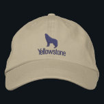 Yellowstone Wolf Embroidered Baseball Cap<br><div class="desc">This baseball cap is shown with a embroidered stitch Yellowstone wolf image design.
Cap colour Khaki,  thread colour demo in espresso brown. Choose colour and style
Customise this cap or buy as is.</div>