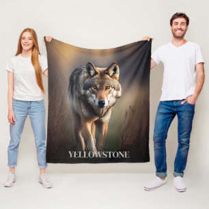 Yellowstone Wolf Fleece Blanket