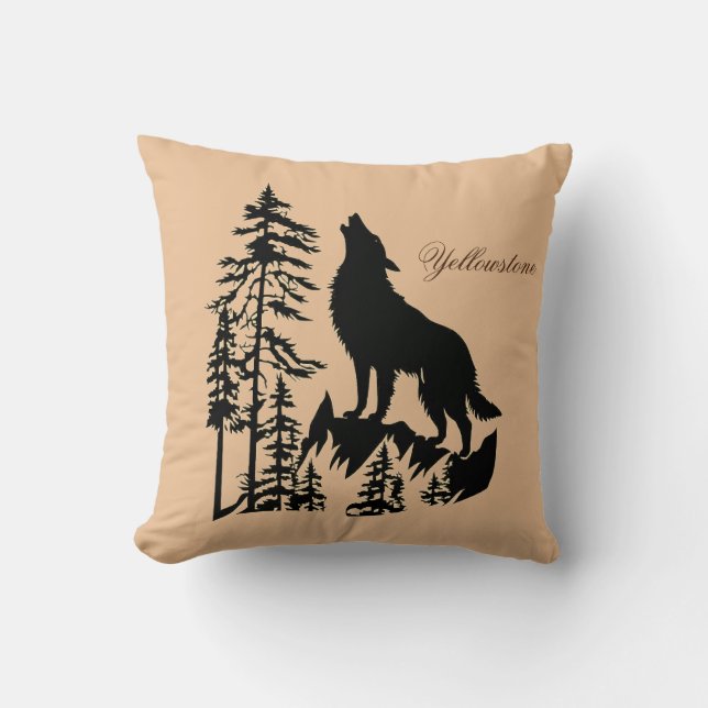 Yellowstone Wolf Pillow (Front)
