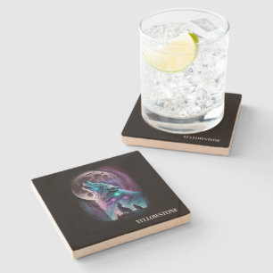 Yellowstone Wolf Sandstone Coaster
