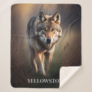 Yellowstone Wolf Sherpa Blanket Throw