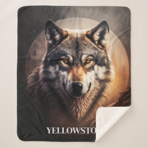 Yellowstone Wolf Sherpa Blanket Throw