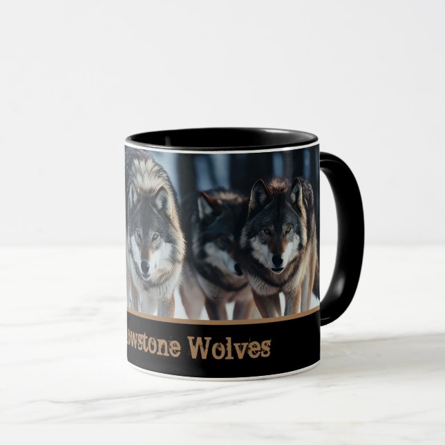 Yellowstone Wolves Coffee Mug Two-Tone (Front Right)