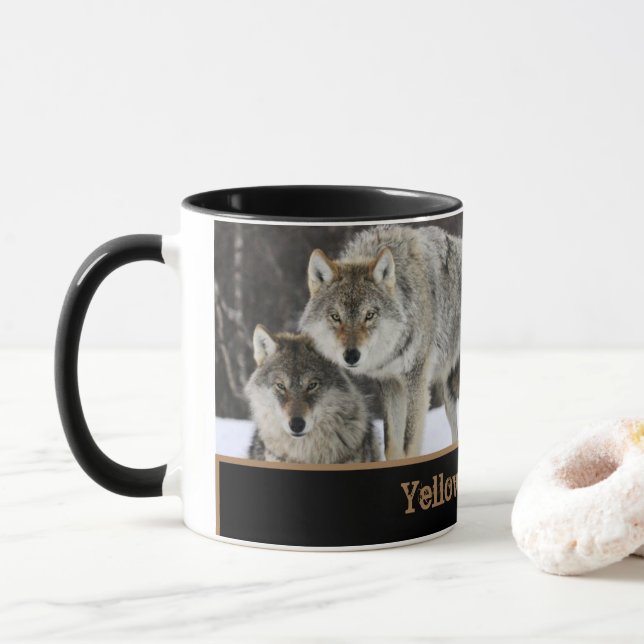 Yellowstone Wolves Coffee Mug Two-Tone (With Donut)