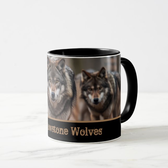 Yellowstone Wolves Coffee Mug Two-Tone (Front Right)