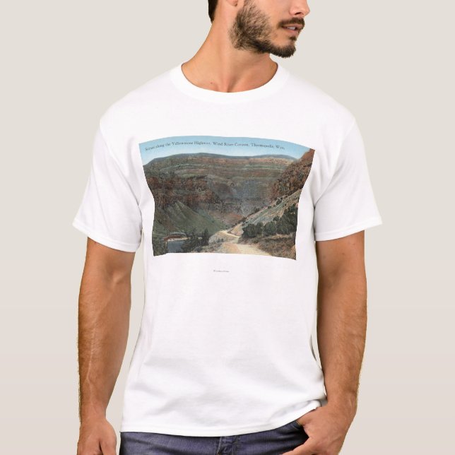 Yellowstone, WY - Yellowstone Highway and Wind T-Shirt (Front)