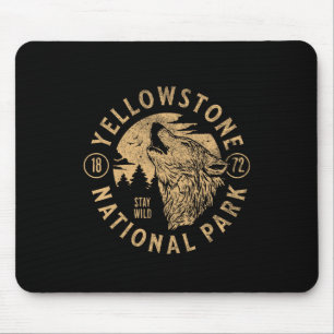 Yellowstone Wyoming Wolf Nature Hike Outdoors Vint Mouse Pad