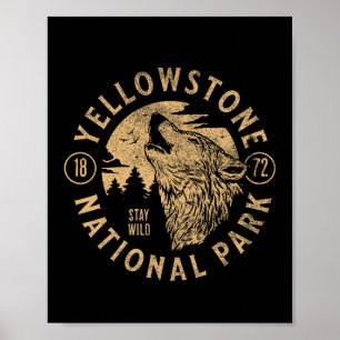 Yellowstone Wyoming Wolf Nature Hike Outdoors Vint Poster
