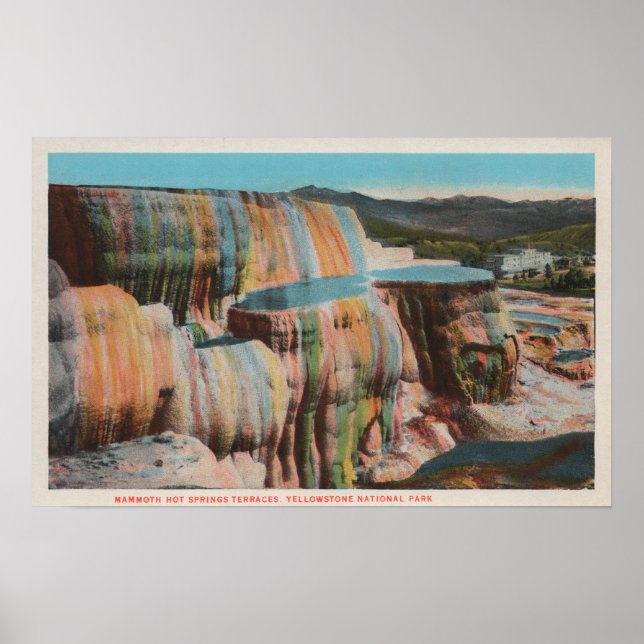 Yellowstone, WYView of Mammoth Hot Springs Poster (Front)