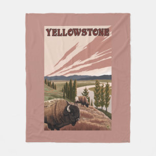 YellowstoneBison Scene Fleece Blanket