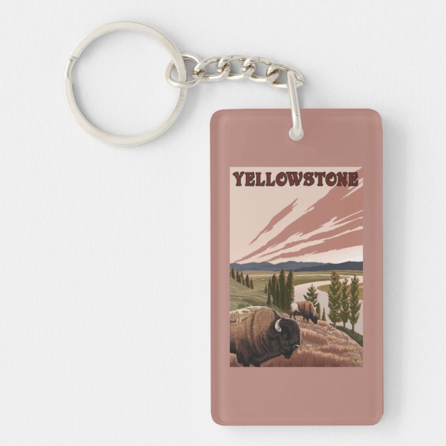YellowstoneBison Scene Key Ring (Front)