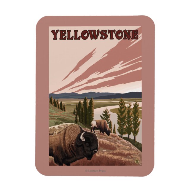 YellowstoneBison Scene Magnet (Vertical)