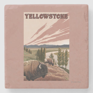 YellowstoneBison Scene Stone Coaster