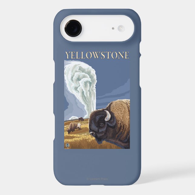 YellowstoneBison with Old Faithful Case-Mate iPhone Case (Back)