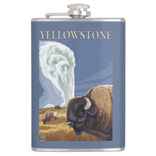 YellowstoneBison with Old Faithful Hip Flask