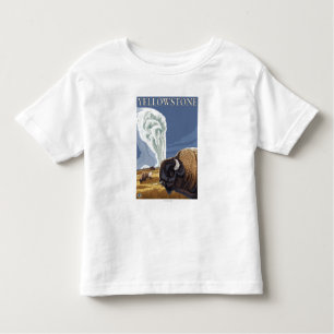 YellowstoneBison with Old Faithful Toddler T-Shirt