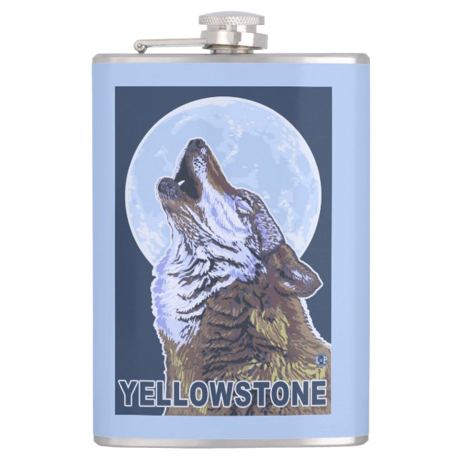 YellowstoneHowling Wolf Hip Flask (Front)