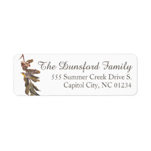 Yellowthroat Audubon Warbler Bird on Tree Branch Return Address Label