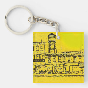 Yellowville houses and homes and water tower key ring