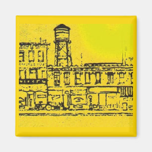Yellowville houses and homes and water tower magnet